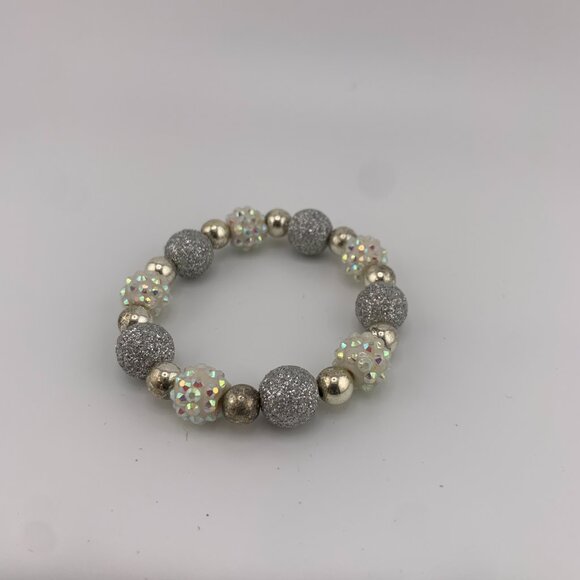 Shimmering Silver & Iridescent Beaded Bracelet - Picture 7 of 8